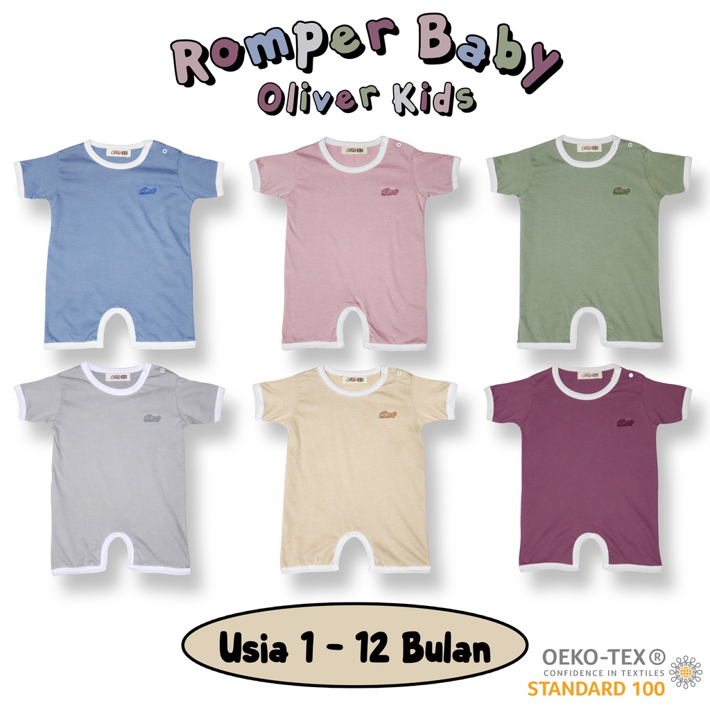 Ramadhan Sale - Oliver Kids Romper Baby 1-12 Bulan Baju Bayi Harian Pakaian Bayi Romper Bayi Short Jumper Baby Playsuit Baby Baju Kodok Bayi Baby Bodysuit
