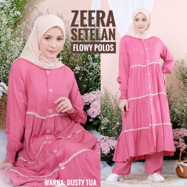 DASTER ARAB ZEERA SETELAN FLOWY POLOS BY ZEERA ORI