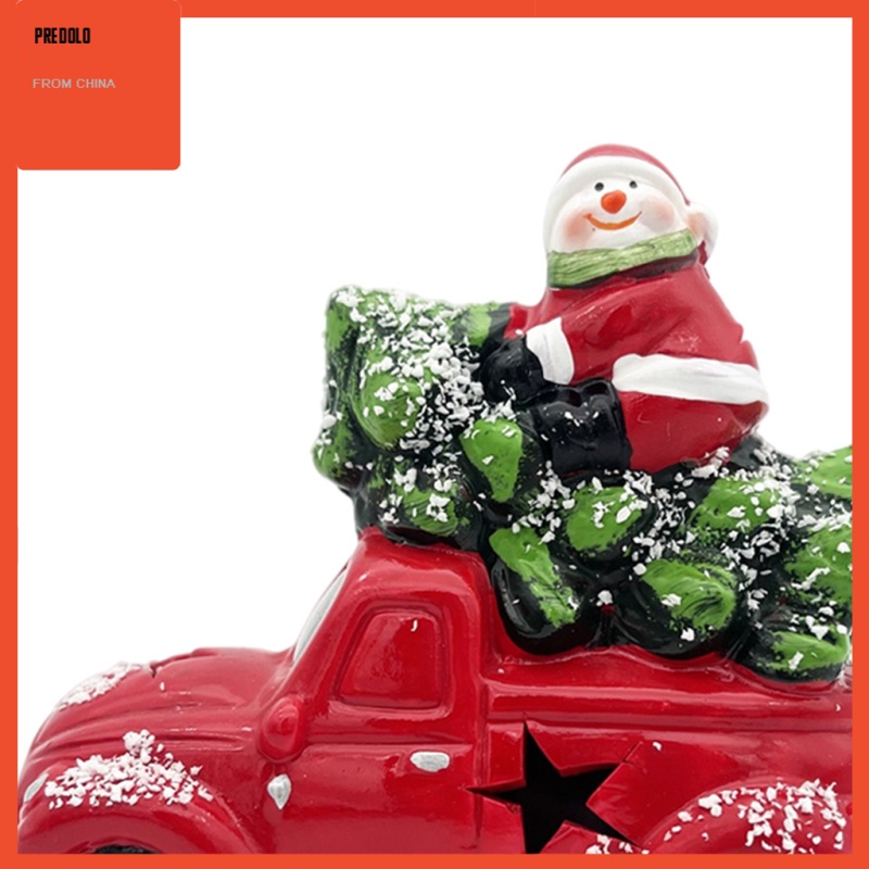 [In Stock] Xmas Christmas Truck Toy Ornaments with Light Decoration Ceramics Ornaments with Battery Festival