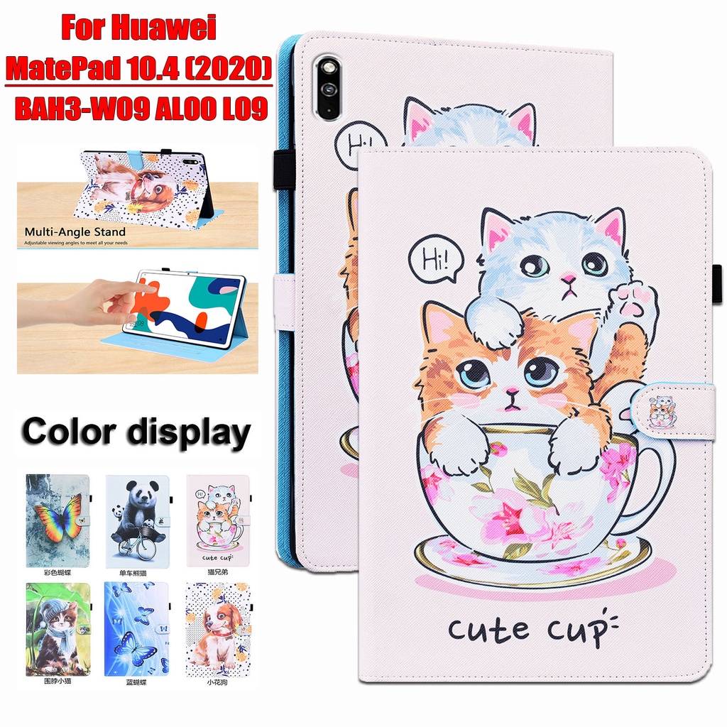 Untuk Huawei MatePad 10.4 (2022 /2020) Tablet Flip Stand Case BAH4-W09 BAH4-AL10 BAH3-W09 BAH3-AL00 BAH3-L09 BAH3-W59 Fashion Pola Dicat Kualitas Tinggi Kulit PU Penutup Perlindungan