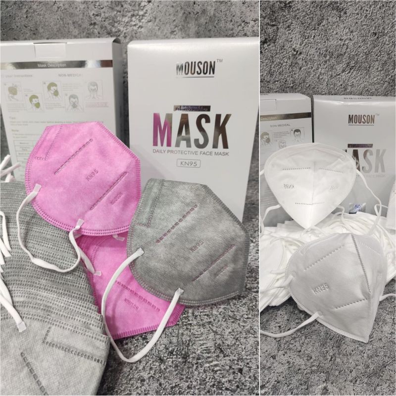 Ready stok masker kn95 premium. masker kn 95 mouson premium isi 50 lbr