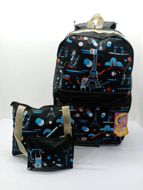 Tas Ransel Sekolah Dompet + Tas organizer