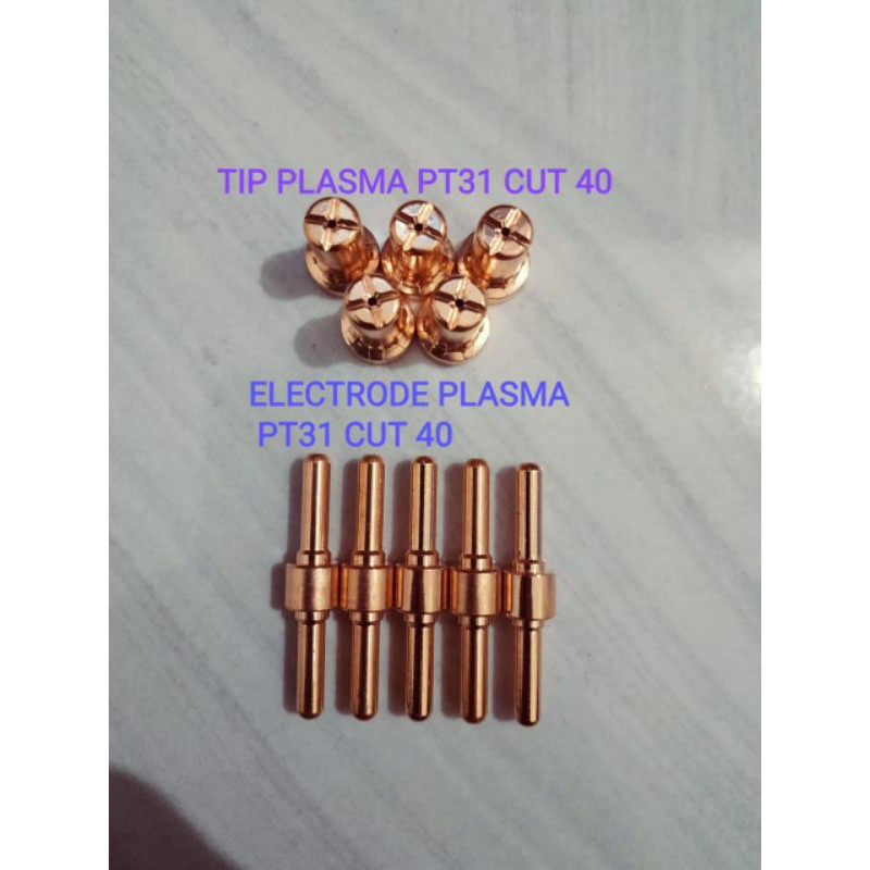 Tip Nozzle plasma cut 40 PT31 Tip Electrode plasma cut PT31 Long/Panjang 5Set