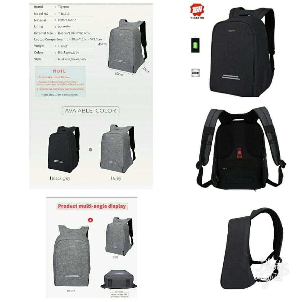 Tigernu T-B3213 USB Port Tas Ransel Laptop 16 inch Punggung Backpack