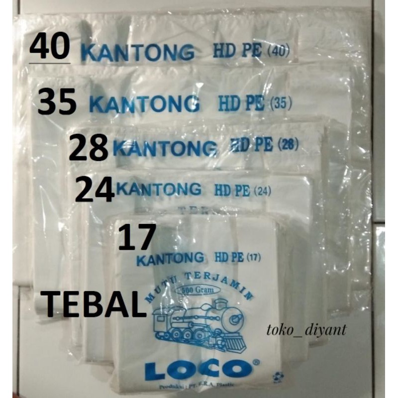 Kantong Plastik Loco Putih Susu Tebal uk 17,24,28,35,40