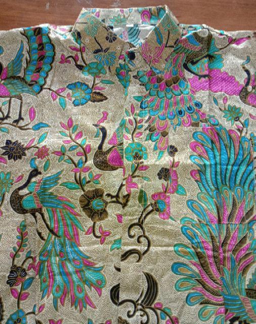 Couple Batik Hrb026 Blus Kenongo Motif Merak Kantoran Formal Katun Prima Lengan Panjang