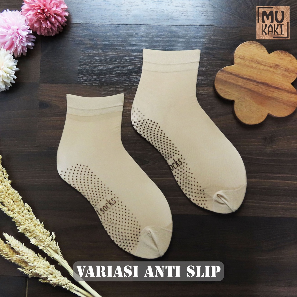 Kaos Kaki Stocking Polos dan Anti Slip Wanita Mukaki