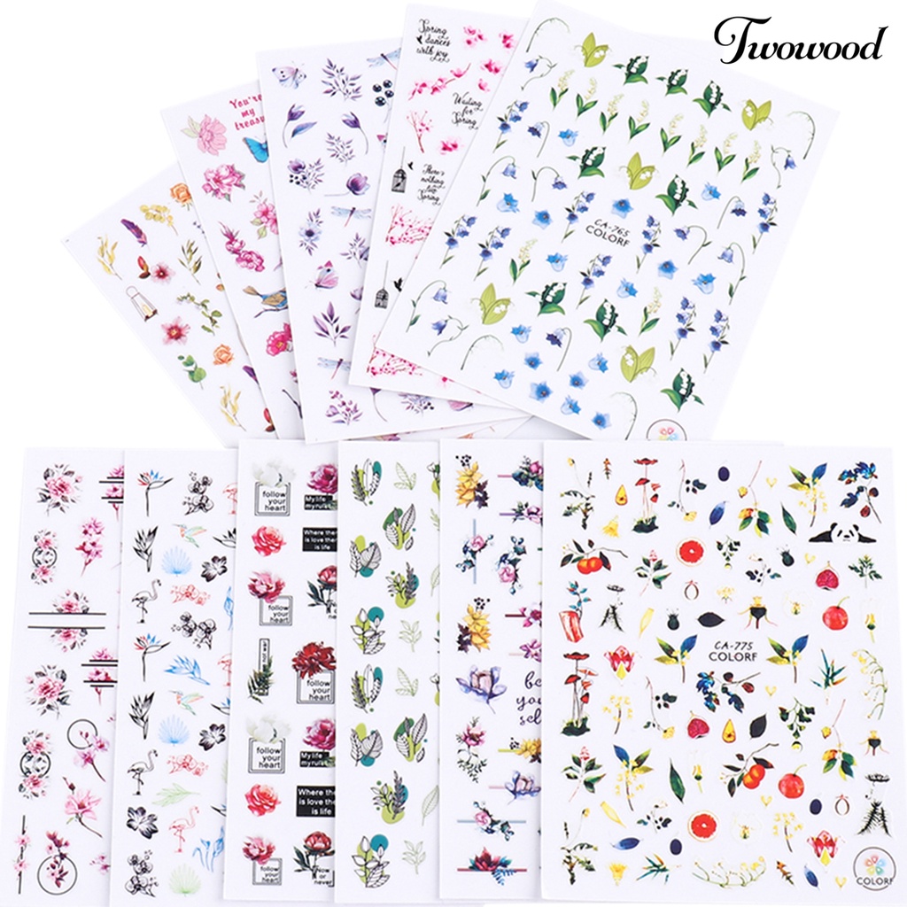 Stiker Kuku Motif Print Bunga Untuk Dekorasi Nail Art