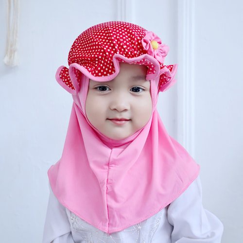 Jilbab Kerudung Anak Kecil Perempuan Bayi Topi Polkadot 0-3 Tahun Jersey Hijab Krudung Anak Kekinian