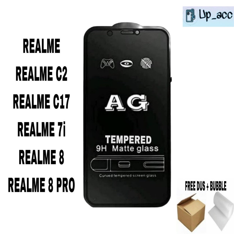 REALME 2 3 5 5I 5S C12 C15 C21 C21Y C25 C25Y C20 C2 C17 C31 C35 7I 8 8 PRO Tempered Anti Minyak / Tempered Glass Matte Glass Full / Anti Gores Kaca / Anti Glare 5D