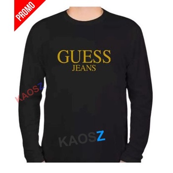 Kaos Distro Guess Jeans Gold Premium Fashion Pria Wanita Lengan Panjang