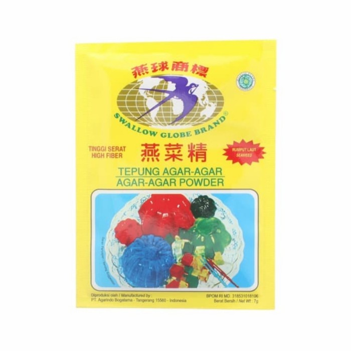 

rg201tg Agar Agar Swallow Globe Brand Putih 1 Pak 7Gram 7 Gr Xz20X1Z11