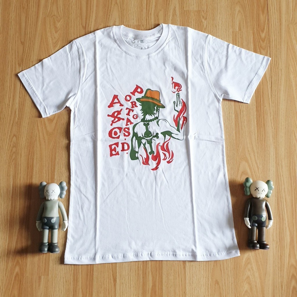 KAOS TSHIRT UNIQLO X ONE PIECE PORTGAS D ACE SHONEN JUMP PREMIUM UNISEX WHITE
