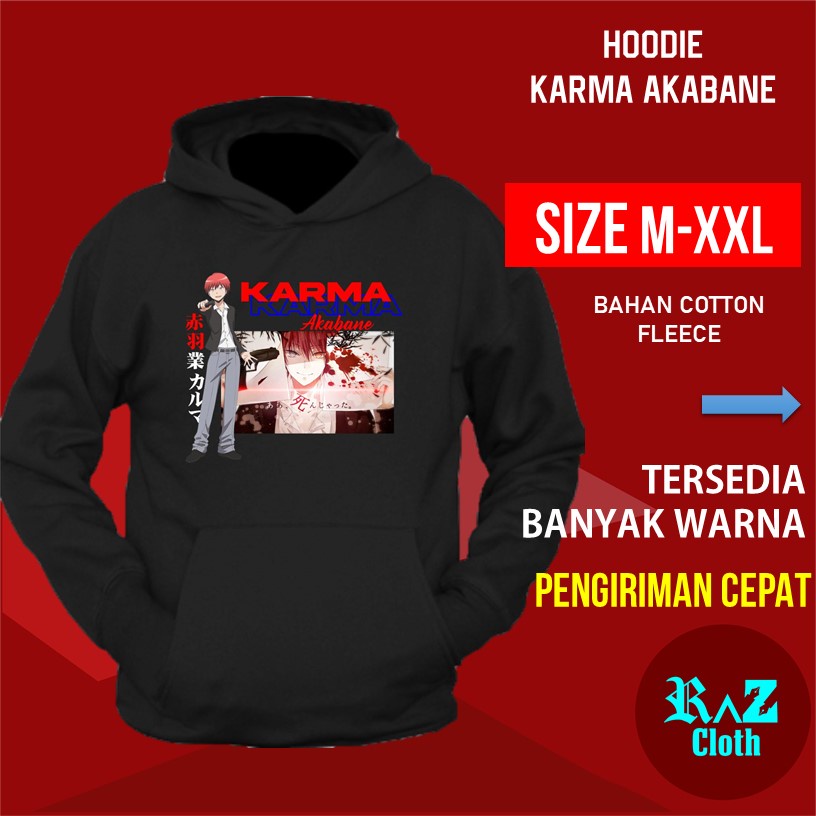 Jaket Hodie Pria Karma Akabane Assassination Classroom Sweter Hoodie Pria Hoddie Sweater Anime