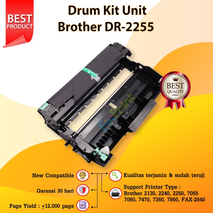 Drum Unit Imaging Brother DR2255 HL-2130 HL-2240D HL-2250DN DCP-7055 DCP-7060D MFC-7470D MFC-7360