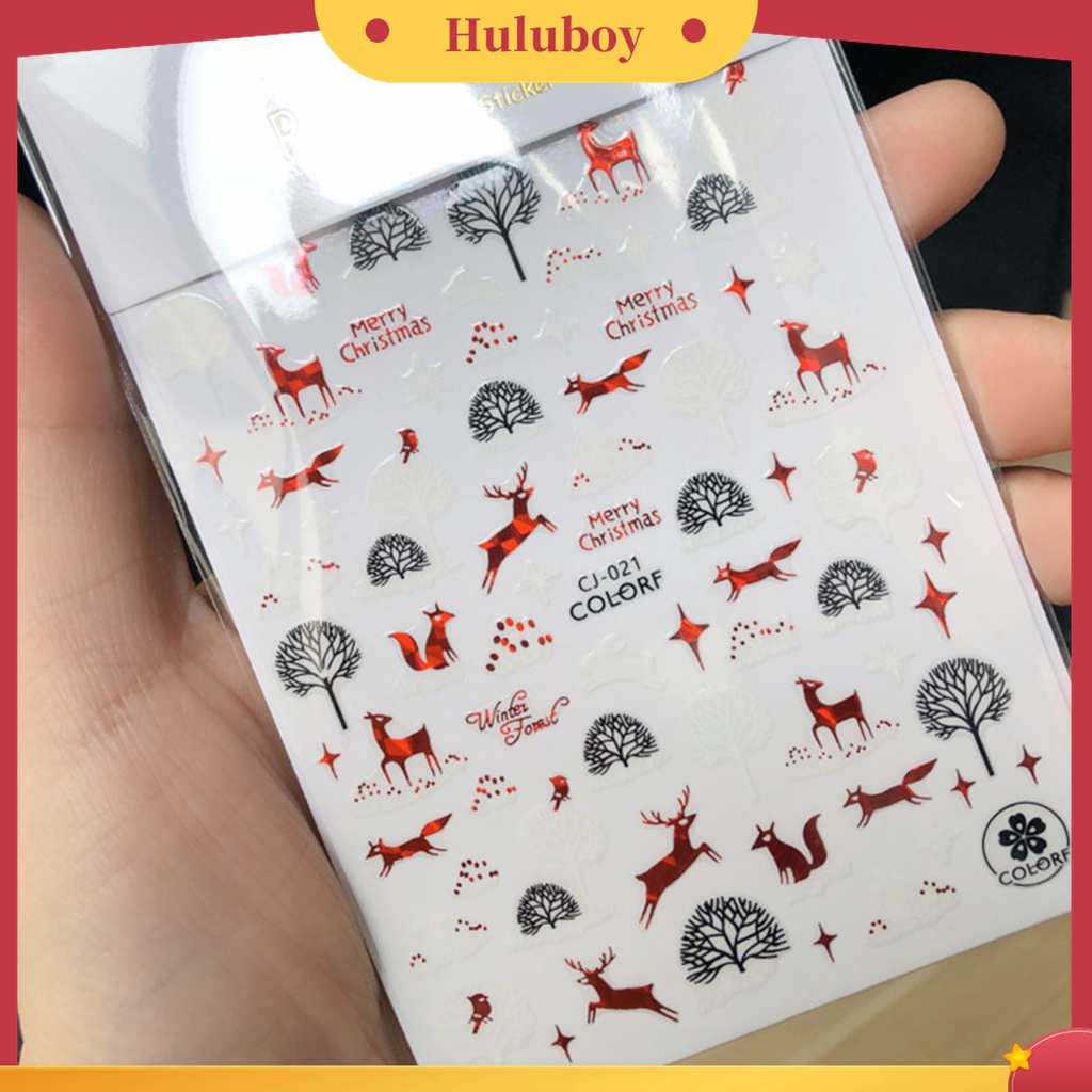 Huluboy Huluboy♡ Stiker Kuku Motif Snowflake Natal Untuk Manicure