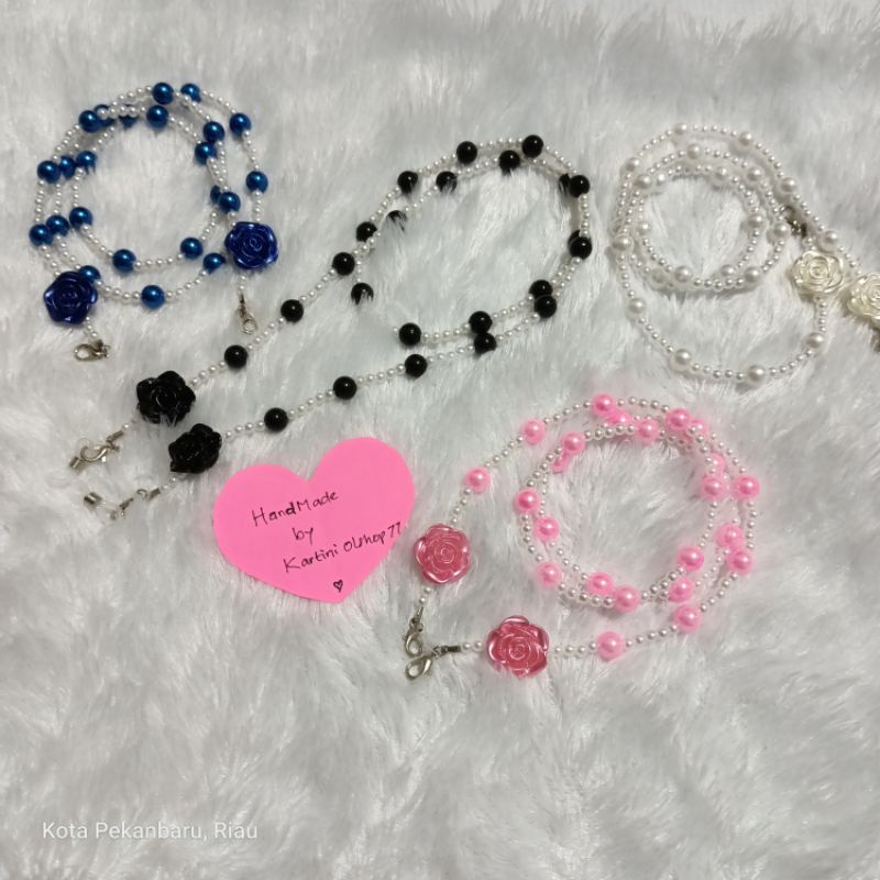 Strap Masker Mutiara full//Kalung Masker Mutiara Korea// Kalung Aksesoris Kacamata