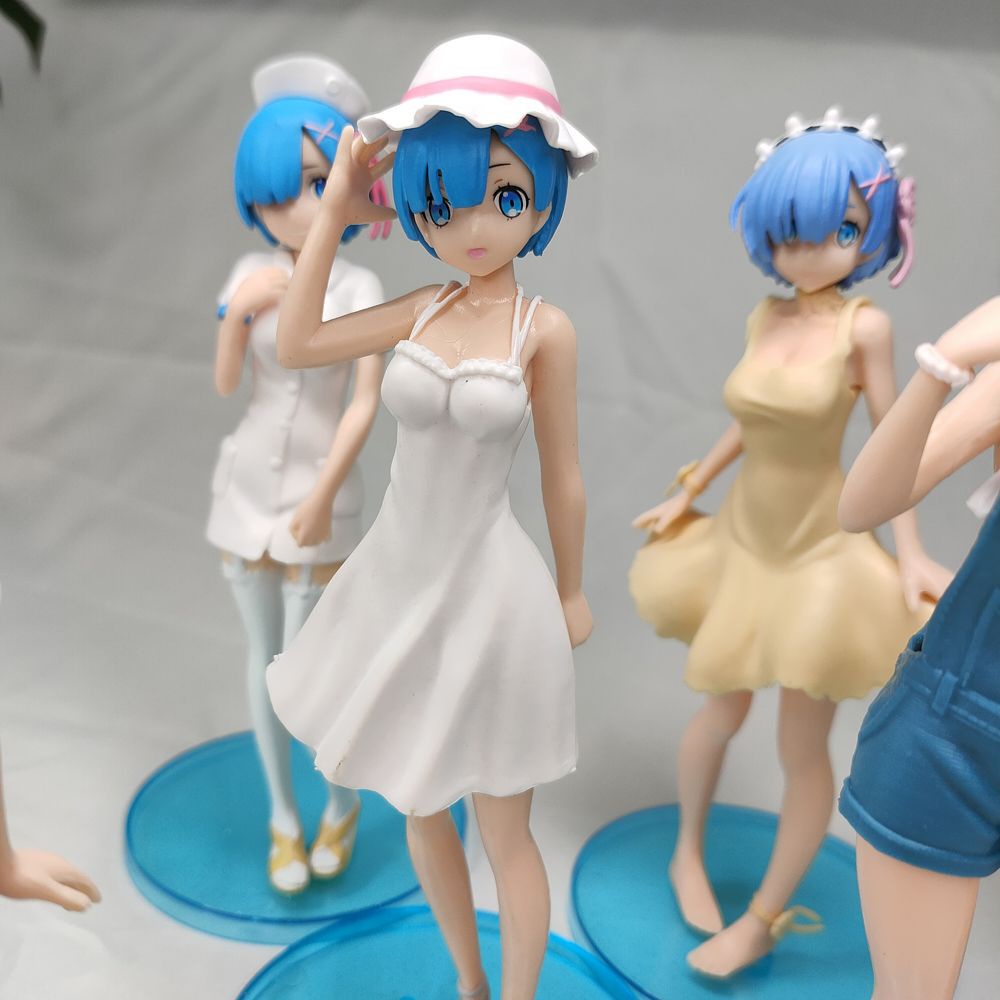 Needway  Christmas Gift Rem Action Figure 6Pcs/Set Rem Swimsuit Figure Re:Life In A Different World From Zero Girl Figure Figure Toys 17CM Birthday Present Collection PVC Rem Anime Figure