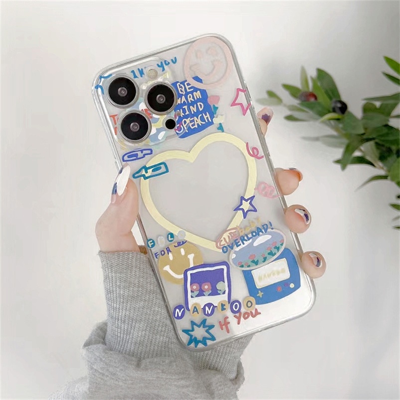 VIVO Case Bahan Silikon Desain Graffiti Hati Y20 Y21 V23e V21e V20 T1 Pro Y21 Y33s Y33T Y21T Y76 Y55 Y15A Y01 Y20 Y20i Y20 Y20 Y15s Y12s Y50S Y1s Y12s Y15s Y20i Y12s Y50