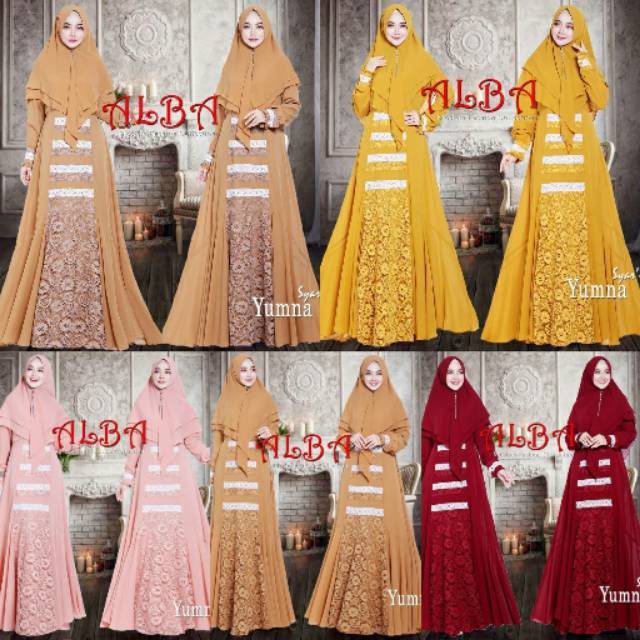 Yumna syari by alba / gamis brukat / gamis pesta / gamis ori