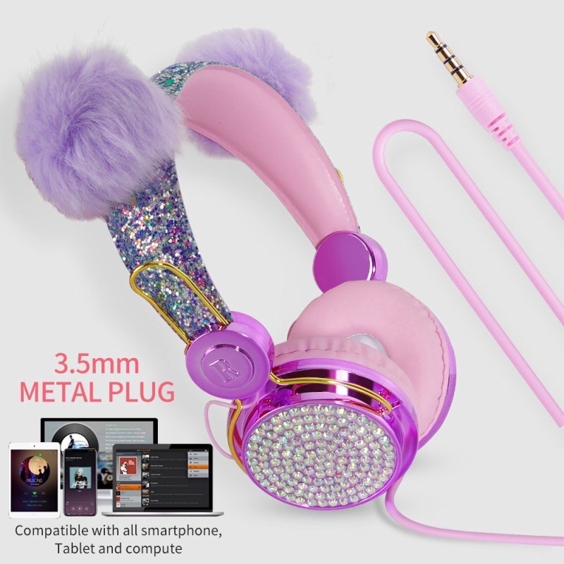 Headphone Bando for ZOOM/GOOGLE MEETING KIDS- Stereo Headphone Unicorn bulu TERMURAH