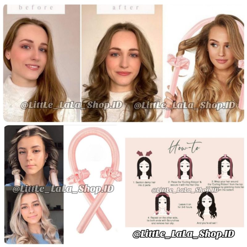 Heatless Curl/gulungan rambut ikal anti kering anti rusak tanpa listrik/hair roller satin/silk/pengi