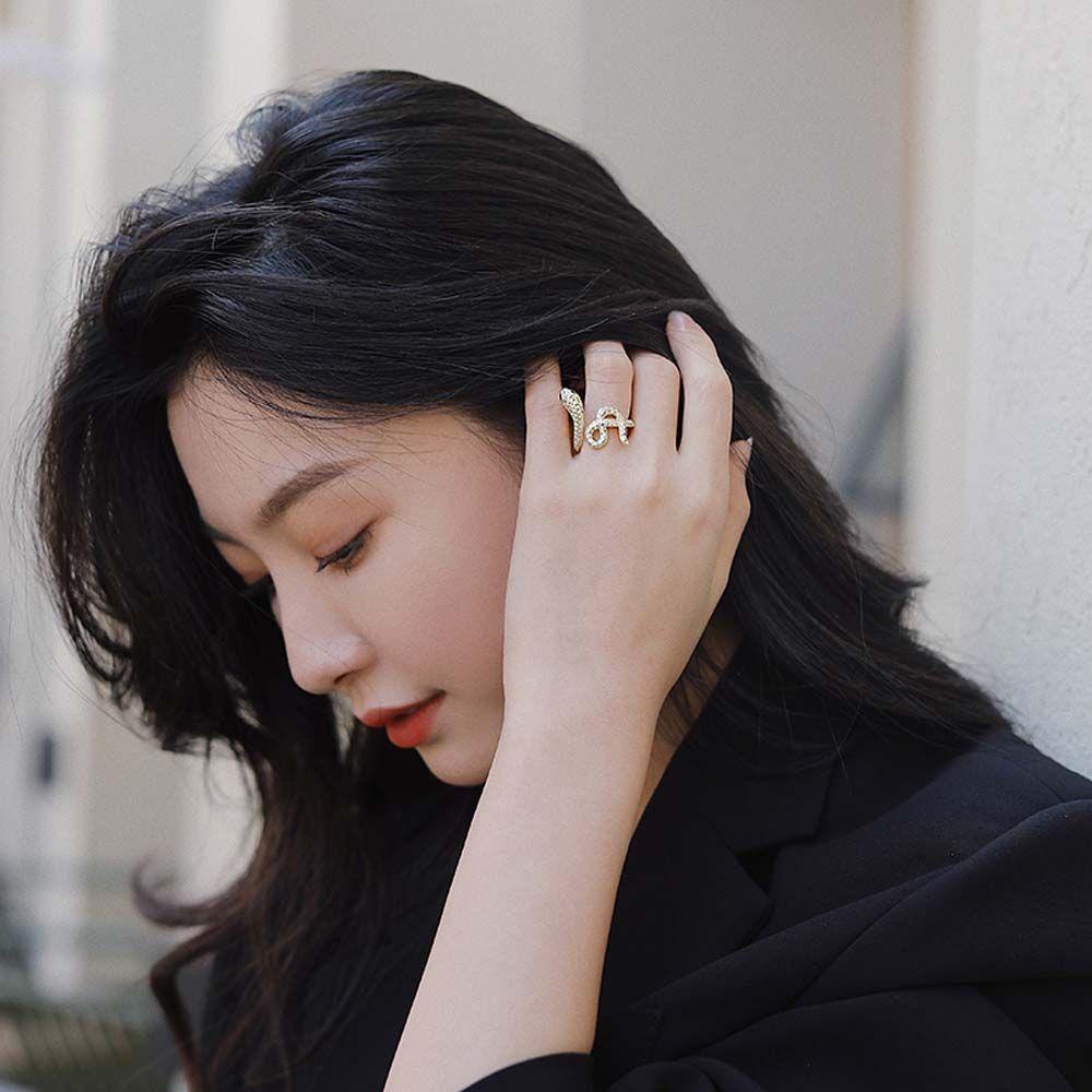 Cincin Model Terbuka Bahan Zircon Gaya Gothic Punk Korea Untuk Pria Dan Wanita