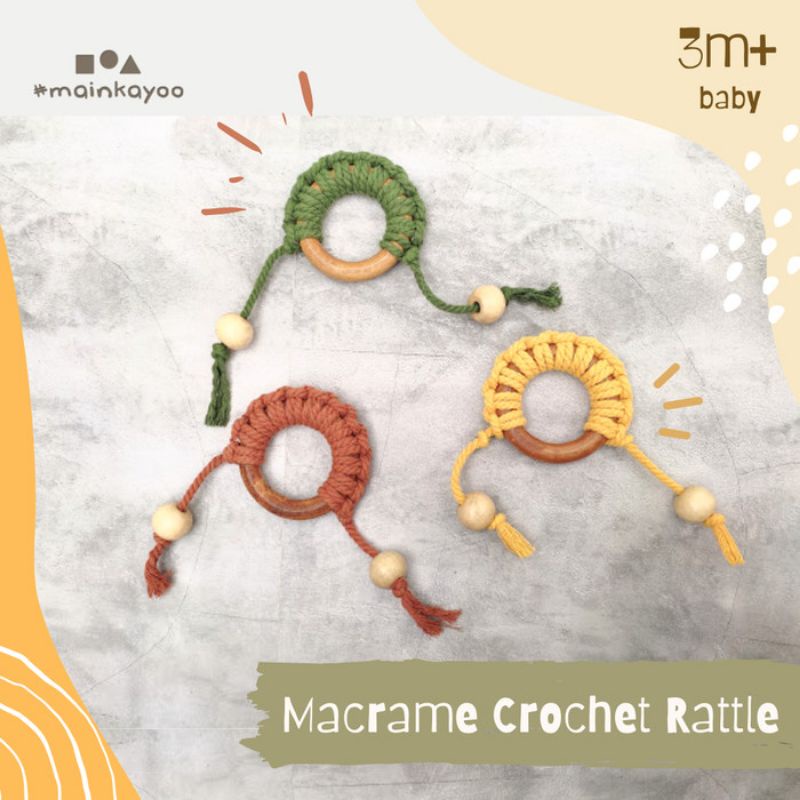 Baby Rattle - Wooden Macrame Crochet Rattle Toys - mainan genggam bayi