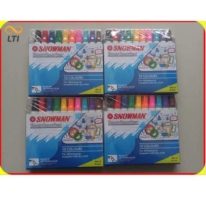 

```````] Spidol Whiteboard Marker Snowman BG 12 Set TERBARU