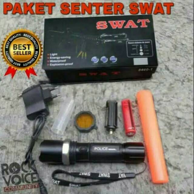 Senter Swat Senter Police lampu senter Multi fungsi