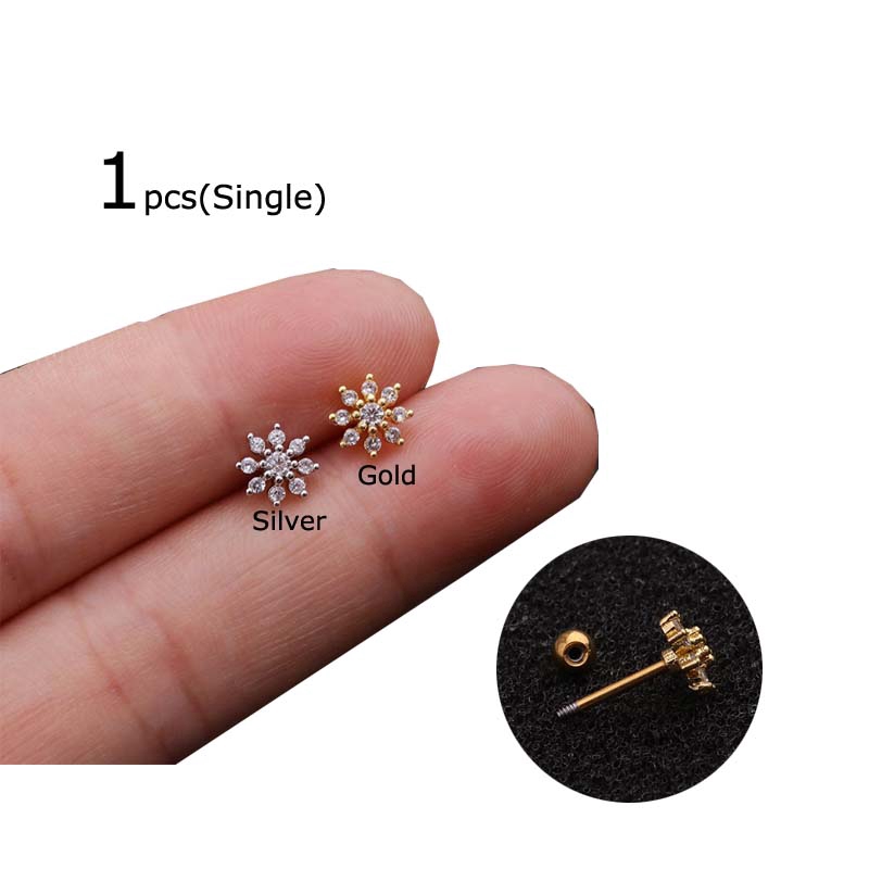 1piece Flower Earring Cartilage Tragus Piercing 20G Daith Helix Ear Bar