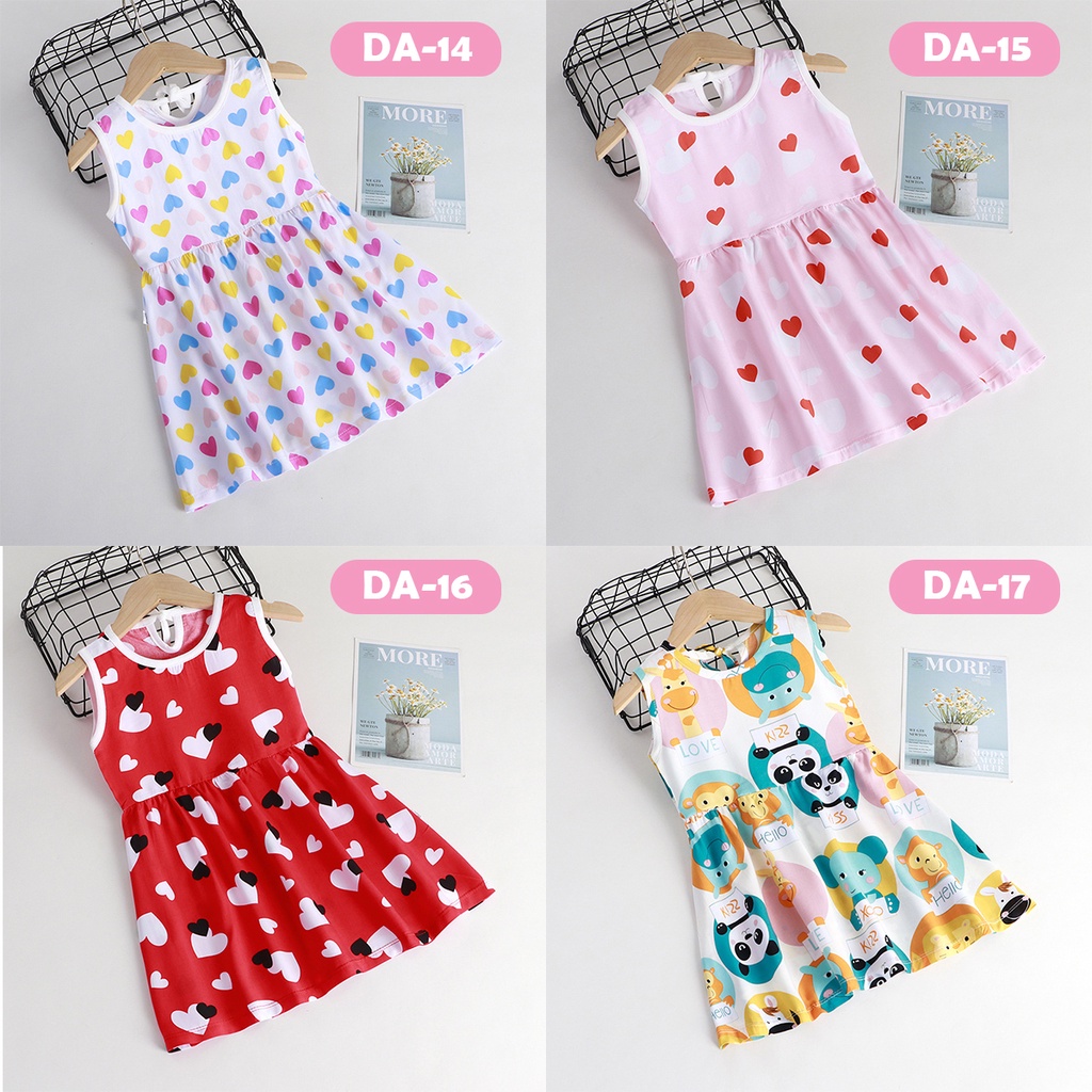 Baju Dress Terusan Santai Model Korea Anak Bayi Perempuan Katun import Gaun Cewek rumahan 1 2 3 tahun motif Bunga