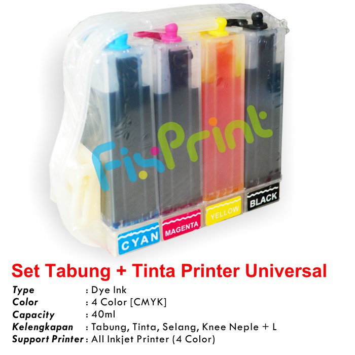 Tabung Infus 40ml Tinta Refill Modifikasi Printer Canon IP2770 Mp287 Mp237 TS307 TS207 Mg2570s