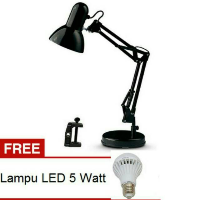 Lampu arsitek meja hitam +lampu LED 1 pcs 5 watt