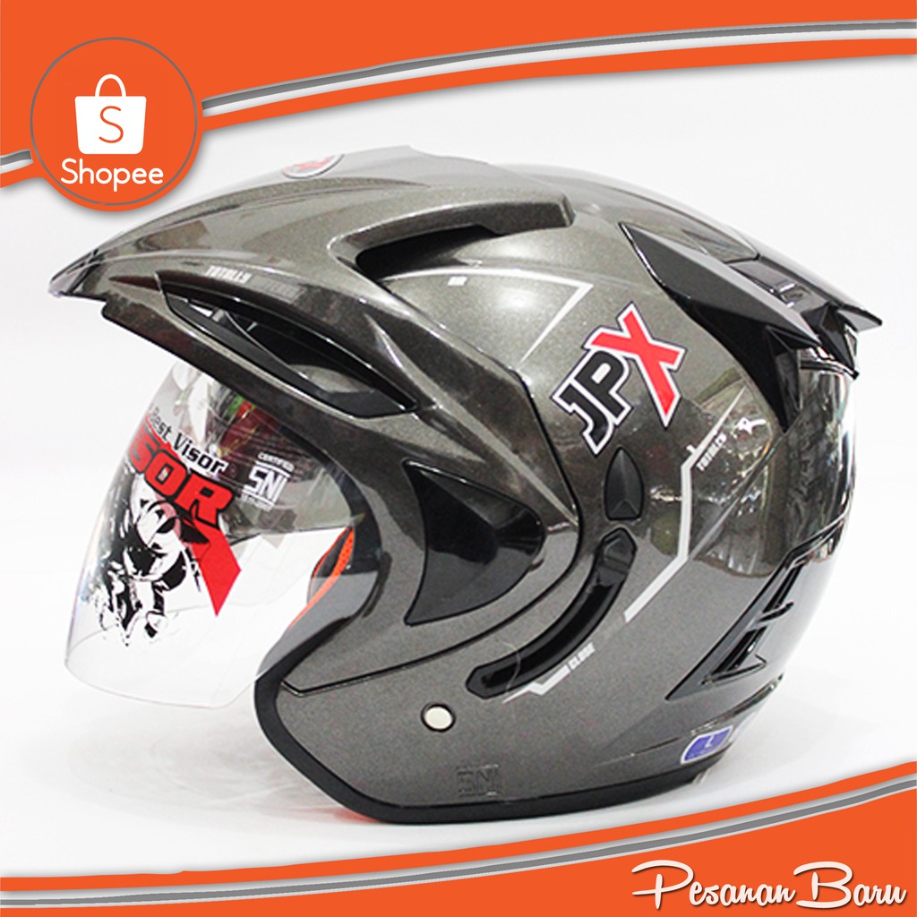 Helm JPX Supreme Original Abu-abu - [All Grey]