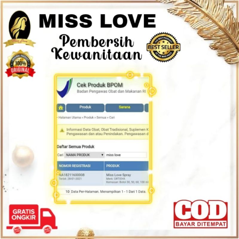 ( COD ) HERBAL KEPUTIHAN 100 % BPOM MISS LOVE UNTUK OBATI MIOM KISTA