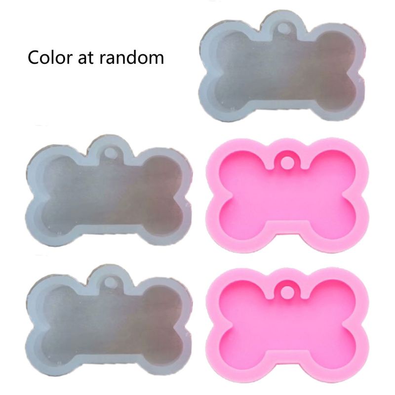 SIY  5Pcs Silicone Bone Shape Pendant Resin Mold  DIY Dog Tag Dog Bone Shaped Keychain Resin Casting Mold Resin Craft Tools