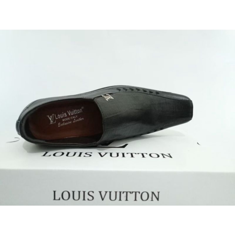 OXFORD LV SEPATU PANTOFEL KULIT ASLI PRIA CASUAL - SEPATU KANTOR KASUAL - PANSUS HITAM LV FLORANCE