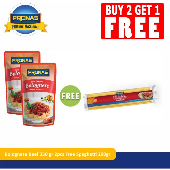 

PRONAS Saus Bolognais 350g FREE Pastamia Spaghetti 200g bundling 3 pcs Terlaris