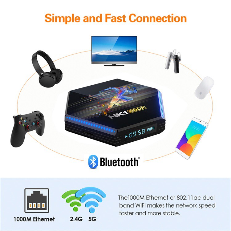 AKN88 - HK1 RBOX R2 - Android 11 Smart TV Box 8K Display - RAM 4GB ROM 32GB