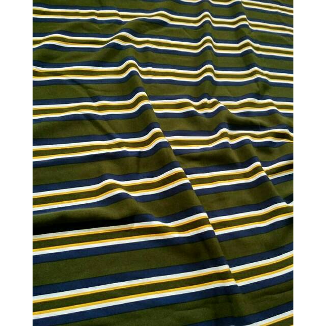 Kain maxmara motif garis salur stripe hijau kuning 3,6m
