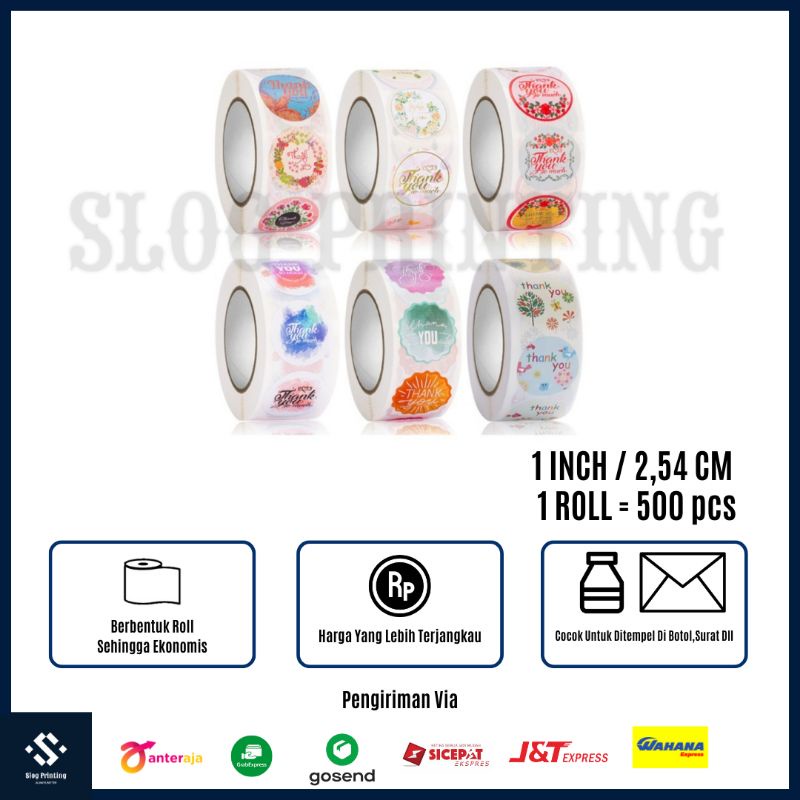 

Sticker Stiker Label Thank You Colorfull Tag Bingkisan Kado Segel Amplop 2,5 cm ( 1 Roll = 500 pcs )