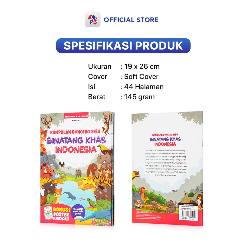 Buku Cerita Anak Bergambar Buku Dongeng Anak Bergambar Cerita Kumpulan Asal Mula dan Binatang Khas Indonesia Full Colour-4