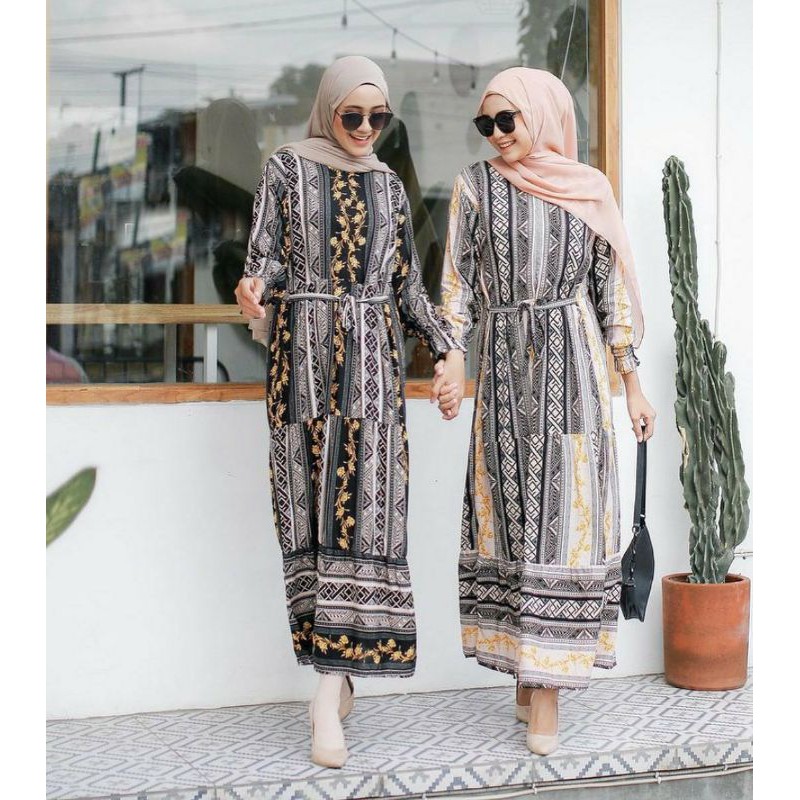 RIANA DRESS ( GAMIS MOTIF, DRESS MURAH)