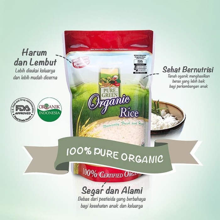 Beras Organik Pure Green Merah Red Rice (4.5kg)