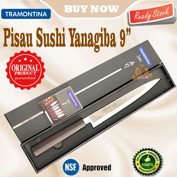 Tramontina Yanagiba 9in Silver pisau sushi line japan precision knife