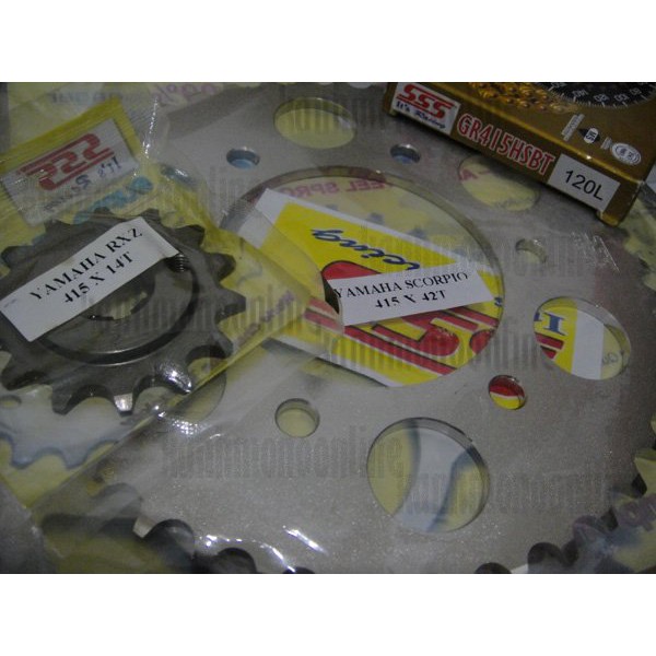 Langsung Order Gear SSS (Set) 415 : VIXION : Size 13T~15T + 35T~42T + SSS HSBT 120L Gold terbaik