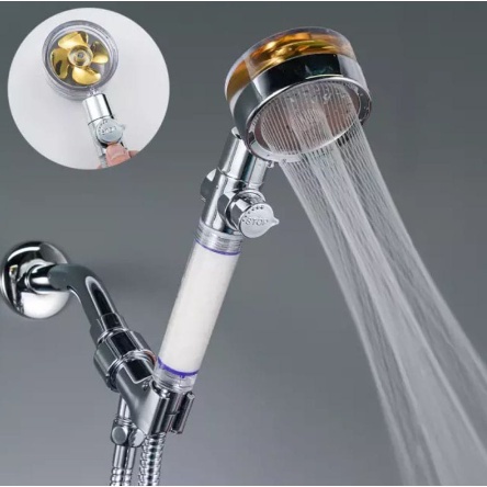 SHEMAR, (COD) SHOWER PLASTIC HANDLE - Turbo Fan Shower Head Water Saving High-Pressure Rainfall Propeller AND Jet Shower Head 360 Rotation Toilet Bathroom Accessories