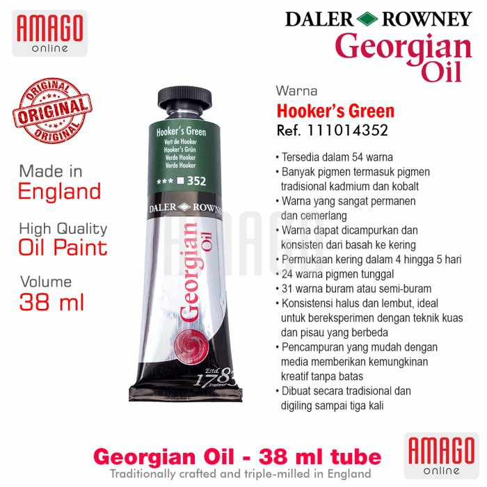 

Cat Minyak Lukis DALER-ROWNEY Georgian Oil 38 ml - HOOKERS GREEN - 111014352