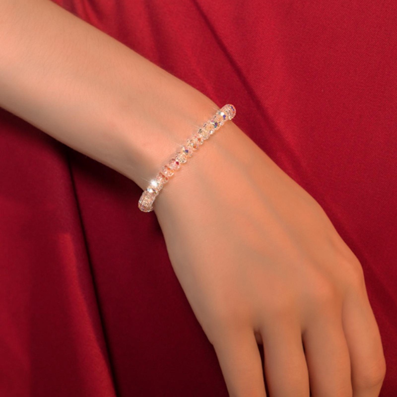 Gelang Tali Elastis Hias Manik-Manik Batu Kristal Buatan Untuk Wanita